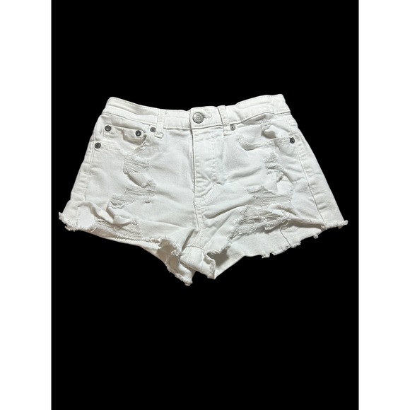 Aeropostale Pants - Aeropostale Vintage High Rise Shorty White Distressed Denim Jean Shorts Size 2